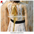 High quality ivory lace flower champagne tutu sleeveless dress